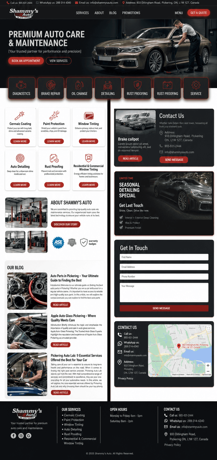 SHAMMY'S AUTO landing page preview